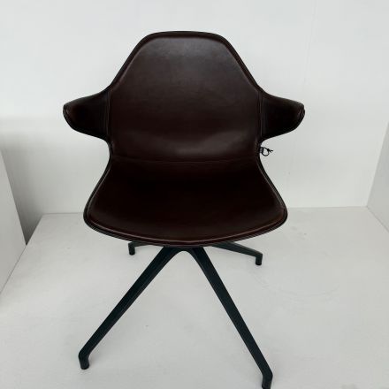 KFF draaistoel bruin leder