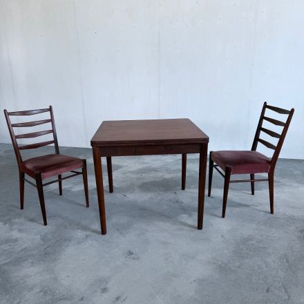 Set uitschuif tafel en 2 stoelen Pastoe teakhout
