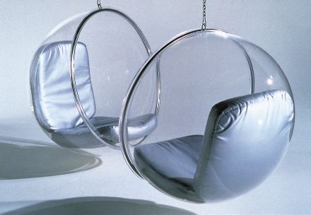 Bubble chair 2x zilveren kussens