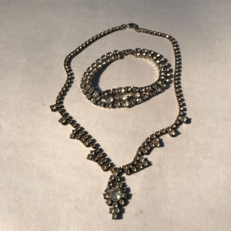 Strass ketting en armband jaren 30/50