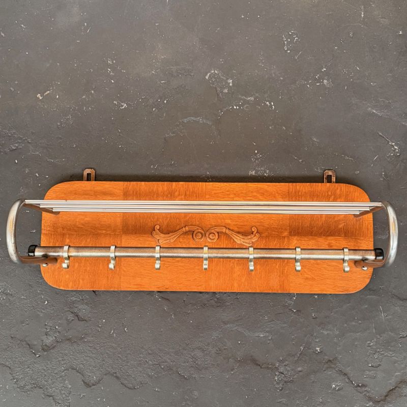 Kapstok chroom/hout jaren 60